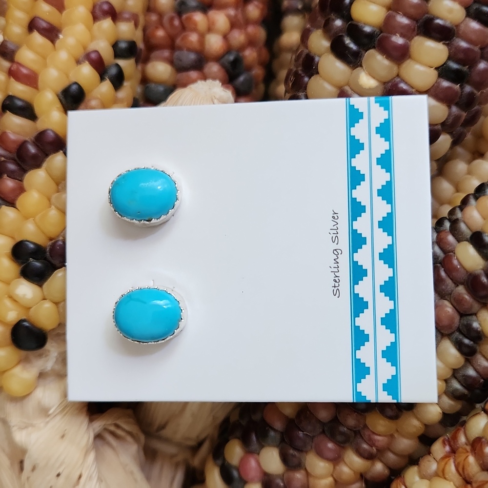 NWOT Native American Navajo Handmade Turquoise & Sterling Stud Earrings 🩵🎁